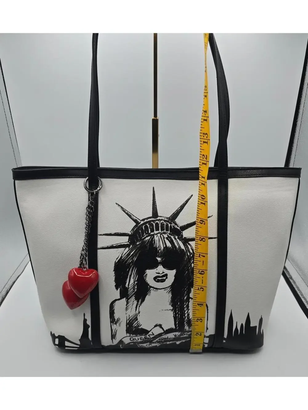 Betsey Johnson Hail Queen, Queen of New York Black and White Tote Bag w/ Charms